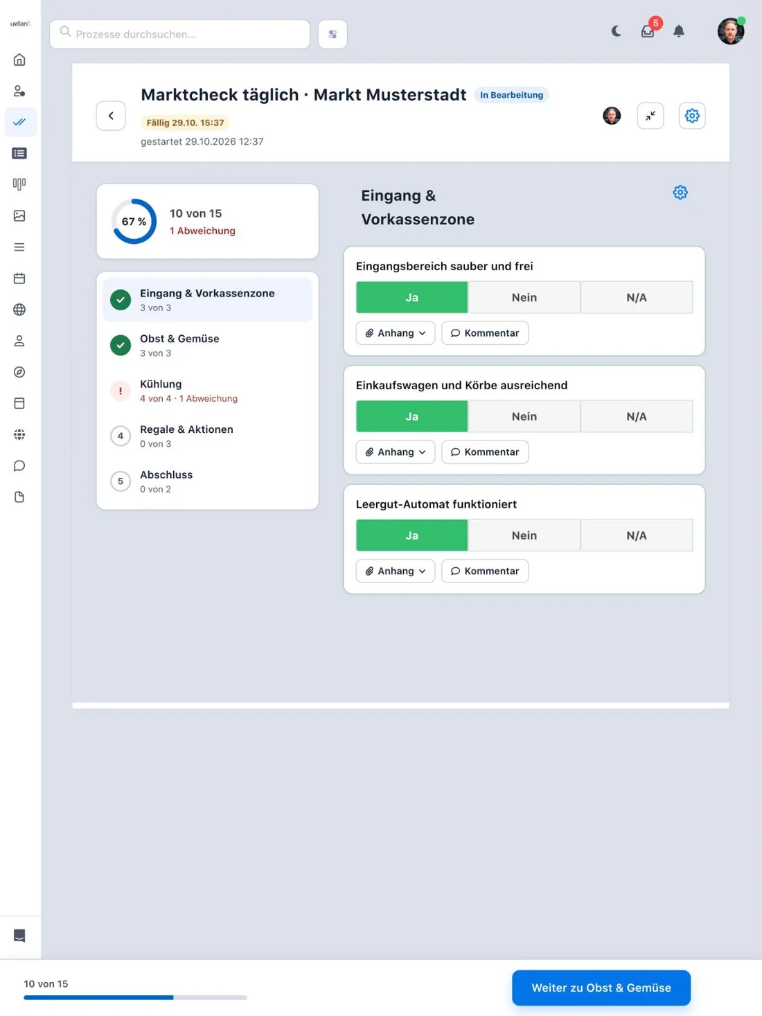 alphaprocess: Checkliste (Tablet)