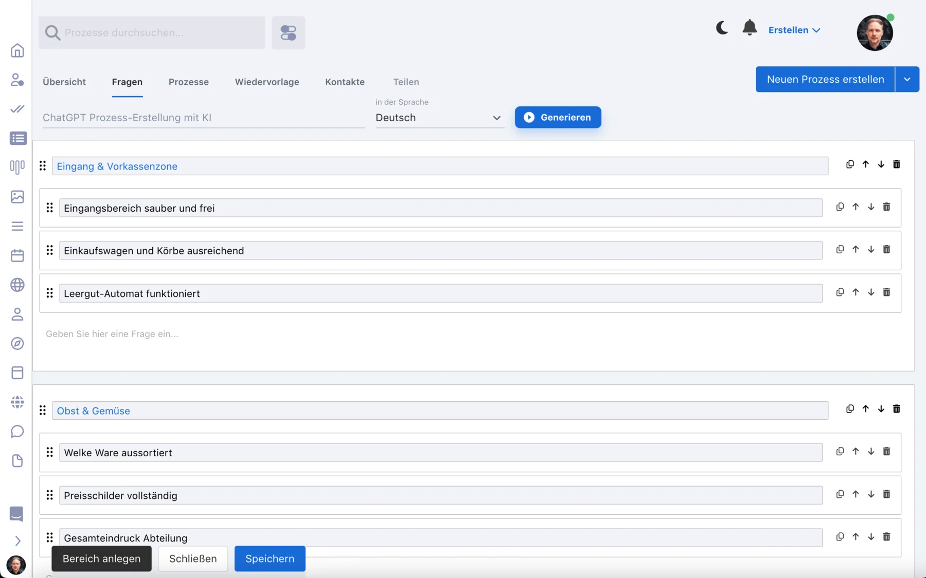 alphaprocess: Vorlageneditor