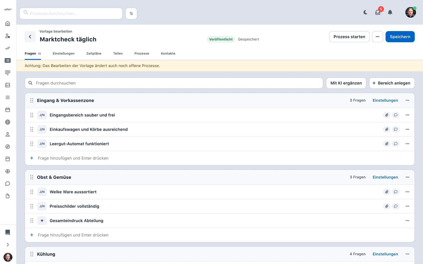 alphaprocess: Vorlageneditor